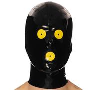 AIYOUBRS Capucha Látex Mascara Negro Hecha Mano Fetiche Bondage SM Máscara de Cabeza para Disfraces Cosplay(Size:S-63CM)