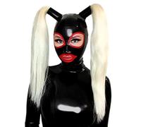 AIYOUBRS Cubierta para la Cabeza de Látex Natural de Goma Hood con Peluca para Juegos de Cosplay Ropa de Fiesta y Club(Size:M-65CM)