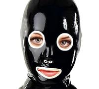 AIYOUBRS Máscara Capucha de Látex Negra Látex Natural Bondage Hood para Disfraz látex Para Club Halloween(Size:XL-70CM)