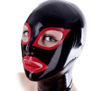 AIYOUBRS Máscara Capucha Látex Cabeza Cubrir Sexy Juegos for Adultos Esclavo Juego de Roles Parejas(Size:XL-70CM)