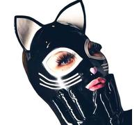 AIYOUBRS Máscara de látex Capucha De Goma Látex Cabeza Cubrir con Orejas de Gato para Fiesta Cosplay(Size:XL-70CM)