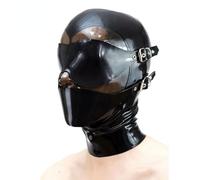 AIYOUBRS Maschere con Cappuccio Látex Natural Cremallera Trasera Costumi da Festa per Cosplay e Club(Size:XL-70CM)