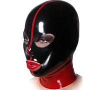 AIYOUBRS Negras Látex Cabeza Cubrir Capucha de goma Para Cosplay Fiesta BDSM Fetiche Bondage Hood(Size:L-68CM)