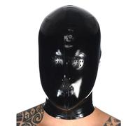 AIYOUBRS Negro Capucha de LáTexpara Adultos Capucha de goma Hecho a Mano para Cosplay Fiesta ropa de club(Size:XL-70CM)