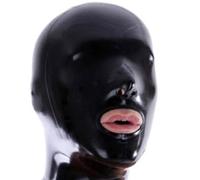 AIYOUBRS Negro Capucha de LáTexpara Adultos Con Cremallera Trasera para Disfraces de Fiesta de Halloween Cosplay Fiesta Club(Size:XS-60CM)
