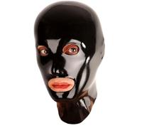 AIYOUBRS Negro Capucha Látex Mascara Cabeza Cubrir Cremallera Trasera Fetiche Bondage SM Máscara de Cabeza (Size:XL-70CM)