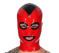 AIYOUBRS Rojo Máscara de Látex Capucha Látex mascara Látex Cabeza Cubrir Sexy Capucha de Goma para Cosplay Fiesta(Size:XL-70CM)