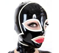 AIYOUBRS Sexy Capucha Látex Mascara Adultos Fiesta Capucha De Goma Con Cremallera Trasera para Cosplay Fiesta Club(Size:XXL-73CM)