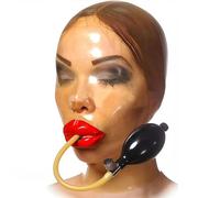 AIYOUBRS Transparente Capucha de Látex Natural Con inflable Sexy Máscara Hecho a Mano para Cosplay Fiesta Ropa De Club(Size:XL-70CM)