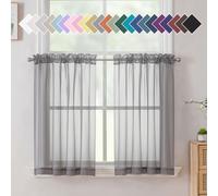 Aiyufeng carbn carbn gris transparente 36 pulgadas de largo 2 paneles colocados de nivel de cocina gris cortos cortinas slidas cortinas de cafeter
