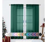 Aiyufeng Cortinas traslúcidas Color Verde Cazador de 72 Pulgadas de Largo, 2 Paneles para Sala de Estar, Cortinas de Gasa Verde filtrante de luz para Dormitorio, Patio, Puerta corrediza, Cada uno de