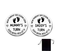 AIYVELU Monedas de decisiones para bebés, regalos para padres primerizos, monedas de acero inoxidable, divertidas monedas conmemorativas de decisiones para recién nacidos, futuras mamás y papás