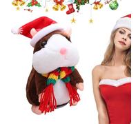 Aizuoni Talking Hamster, Sound Recording Toy de Animales de Peluche - Cabeza automática de temblor Muñeca con Sombrero y Bufanda Electronic Pet for Family Game Night Children Girls Boys Birthday