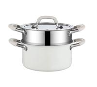 AIZYR Olla Vaporera De Acero Inoxidable De 2 Niveles, Olla con Cesta para Cocinar Al Vapor Olla para Cocinar Al Vapor Utensilios De Cocina para Cocinas De Gas, De Inducción Y Vitrocerámicas.,20cm
