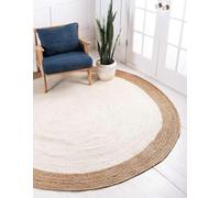 Aizza Trends Alfombra de Yute Trenzada Hecha a Mano India - Blanca Natural - Alfombra de Yute - Para Sala de Estar - Tamaño - 4 x 4 Pies Redonda (120 cm x 120 cm)