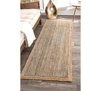 Aizza Trends Alfombra india de yute natural trenzada hecha a mano, color gris, para comedor, sala de estar, alfombra de puerta, tamaño de 2 x 4 pies (60 cm x 120 cm)