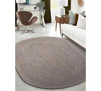 Aizza Trends Alfombra ovalada de yute tejida a mano, color gris, de 3 x 5 pies, estilo bohemio ecológico, duradera, apta para mascotas y perfecta para añadir encanto natural a tu sala de estar