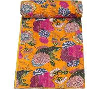 Aizza Trends Edredón Kantha de algodón puro hecho a mano, manta de cama, colcha de aspecto tradicional, Kantha Gudri, cobija de playa decorativa vintage con puntada a mano