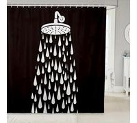 AJALGZ Cortina de Ducha con Cabezal de Ducha Divertido en Blanco y Negro para baño, Accesorio de baño, diseño Abstracto, Separador de bañera (255 x 165 cm/Extra Largo)