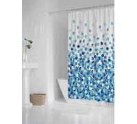 AJALGZ Cortina de Ducha con Estampado de Lunares Azules degradados, decoración de baño para el hogar, Estilo otoñal (235 x 210 cm/Extra Larga)