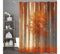 AJALGZ Cortina de Ducha con Estampado de naranjos y Ganchos, Estilo Bohemio rústico para baño (239x199cm/Impermeable)