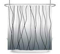 AJALGZ Cortina de Ducha Minimalista con líneas onduladas, diseño Degradado en Blanco y Verde Azulado, Impermeable, decoración de baño, Varios tamaños (178 x 198 cm/Floral).