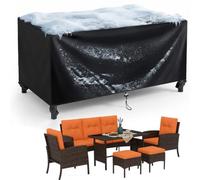 AJALGZ Funda Exterior para Muebles, 128x65x76 cm Protector Impermeable para Invierno, Cubierta Resistente para Exterior, Protección contra Lluvia, Nieve y Rayos UV, con Ajustable Cuerda, Negro