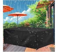AJALGZ Funda para Muebles de Patio, Tela Oxford 420D, Anti Viento, Anti UV Funda Protectora Mesa Exterior con Hebilla a Prueba de Viento y Cordón de Tracción, Rectangular - Negro -250x100x75cm/LxWxH