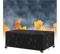 AJALGZ Fundas para Muebles de Jardin 130x135x100cm/LxWxH Cubierta Protectora para Muebles de Mesas Impermeable 420D Oxford Rectangular Resistente Al Viento Anti-UV Exterior Protección - Negro