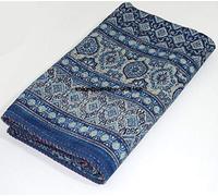 Ajarakh - Colcha Kantha, hecha a mano, tamaño Queen Kantha, reversible, cosido a mano, de algodón, Kantha, bohemio, floral, 222 x 308 cm
