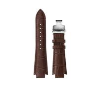 AJASMKLX Accesorios de correa de reloj de cuero aptos for Tissot 1853 T60 correa de reloj T60.1.513 correa de reloj convexa for hombres y mujeres pulsera de 24 × 14mm(Brown-silver a)