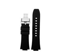 AJASMKLX Ajuste for G-SHOCK Ajuste for Casio GW6900 DW5600 GW-B5600 GM-5600 Correa de silicona elevada impermeable DW-5600 pulsera suave for hombres 24-16 mm convexo(Black-silver Folding)