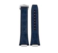 AJASMKLX Ajuste for IWC Fit for ingeniero correa de reloj de cuero IW328901 903 IW328902 pulsera de correa de reloj de cuero de vaca de goma for hombres 25 * 14MM(Blue-silver)
