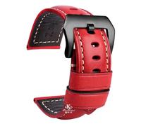 AJASMKLX Ajuste for Panerai PAM111 441 pulsera de cuero hecha a mano pulsera de cuero Vintage 22 24 26mm(Red black buck,24mm)