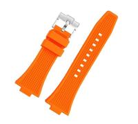 AJASMKLX Ajuste for Tissot Ajuste for la serie PRX Correa de liberación Super Player T137.407/410 Correa de reloj de goma Pulsera de silicona resistente al agua Hombre 26 * 12 MM(Orange-silver)