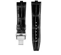 AJASMKLX Apto for correa de reloj Vacheron Constantin Danton Apto for Crossover Four Seas VC 4300/4500V 5500V 7900V Series Correa de reloj de cuero elevado 24 * 7 mm(A-black-silver)