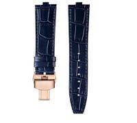 AJASMKLX Apto for correa de reloj Vacheron Constantin Danton Apto for Crossover Four Seas VC 4300/4500V 5500V 7900V Series Correa de reloj de cuero elevado 24 * 7 mm(Blue-rose gold)
