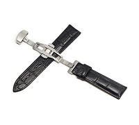 AJASMKLX Bandas de cuero Reloj de 20 mm Straputterfly Band de hebilla Correa de hebilla de acero adecuado for Samsung Fit For Galaxy Watch Gear S3 Fit For Frontier(Black Silver 1,24mm)