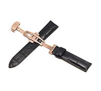 AJASMKLX Bandas de cuero Reloj de 20 mm Straputterfly Band de hebilla Correa de hebilla de acero adecuado for Samsung Fit For Galaxy Watch Gear S3 Fit For Frontier(Black rosegold 1,14mm)