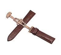 AJASMKLX Bandas de cuero Reloj de 20 mm Straputterfly Band de hebilla Correa de hebilla de acero adecuado for Samsung Fit For Galaxy Watch Gear S3 Fit For Frontier(Brown rosegold 1,22mm)