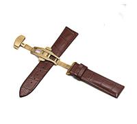 AJASMKLX Bandas de cuero Reloj de 20 mm Straputterfly Band de hebilla Correa de hebilla de acero adecuado for Samsung Fit For Galaxy Watch Gear S3 Fit For Frontier(Brown gold 1,18mm)