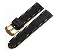 AJASMKLX Body Silicone Rubber Bandas Ratios de reloj impermeables 20 mm 22 mm 24 mm 26 mm Relojes Cinturón(Yellow Gold,26mm)