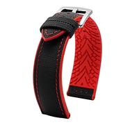 AJASMKLX Cabina de la banda de reloj de lienzo de nylon for Omeg-A Sele Sea Fit for Master AT150 20 mm de 22 mm de 24 mm Pulsera de reemplazo de reloj for cincuenta brazas(Black-red7,22mm)