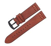 AJASMKLX Cinta de reloj de pulsera de la vendimia Lujoso Hecho a mano Pedido de cuero Correas de reloj 20 mm 22 mm for hebilla de acero inoxidable(Dark brown,22mm)