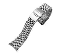 AJASMKLX Correa de reloj Arc Mouth apta for correa de reloj Casio MDV-106 MDV-107 MDV-106D MTP-VD01 correa de Metal de acero inoxidable for hombres pulsera negra de 22mm(Five beads Silver)