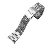 AJASMKLX Correa de reloj Arc Mouth apta for correa de reloj Casio MDV-106 MDV-107 MDV-106D MTP-VD01 correa de Metal de acero inoxidable for hombres pulsera negra de 22mm(Three beads Silver)