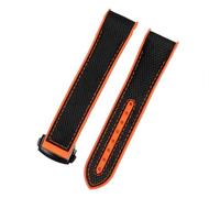 AJASMKLX Correa de reloj de 20 mm y 22 mm for Omega Fit for Seamaster 300 Fit for Ocean Speedmaster 8900 Fit for Planet Ocean Hebilla plegable Correa de reloj de silicona Lona de nailon(Black orange-b