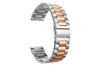 AJASMKLX Correa de reloj de acero inoxidable de 22mm y 20mm apta for SAMSUNG Galaxy Watch 42 46mm GEAR S3 Active 2 Classic Fit for Galaxy Watch 3 Correas(Silver Rose Gold-Too,22MM)