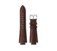 AJASMKLX Correa de reloj de cuero apta para Tissot 1853 T60, correa convexa de 24 x 14 mm, Brown-silver, para hombres y mujeres