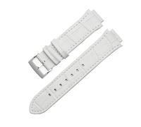 AJASMKLX Correa de reloj de cuero genuino de 14mm apta for Swarovski serie 5027127 5027131 5080602 5096008, correa de moda, accesorios for reloj de mujer(White-silver)
